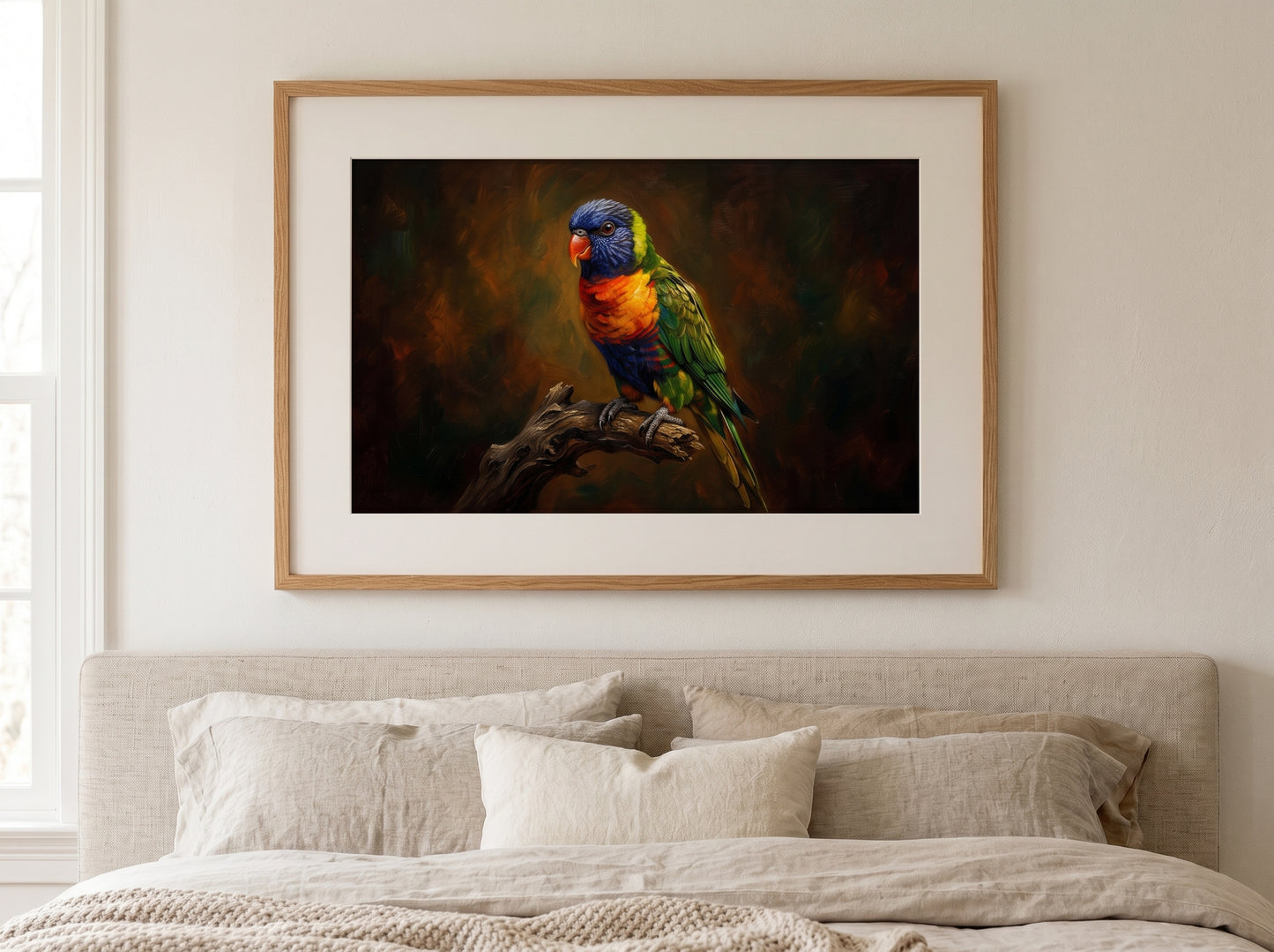 Retrato de pájaro estilo óleo clásico en una habitación
