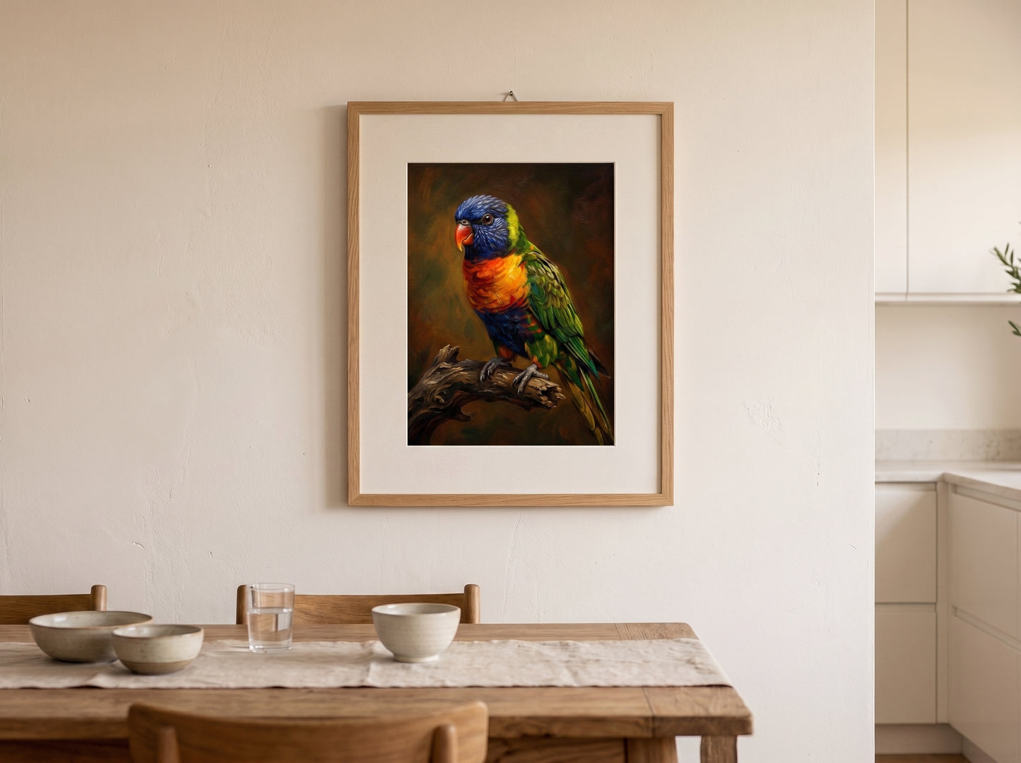 Retrato de pájaro estilo óleo clásico en una habitación
