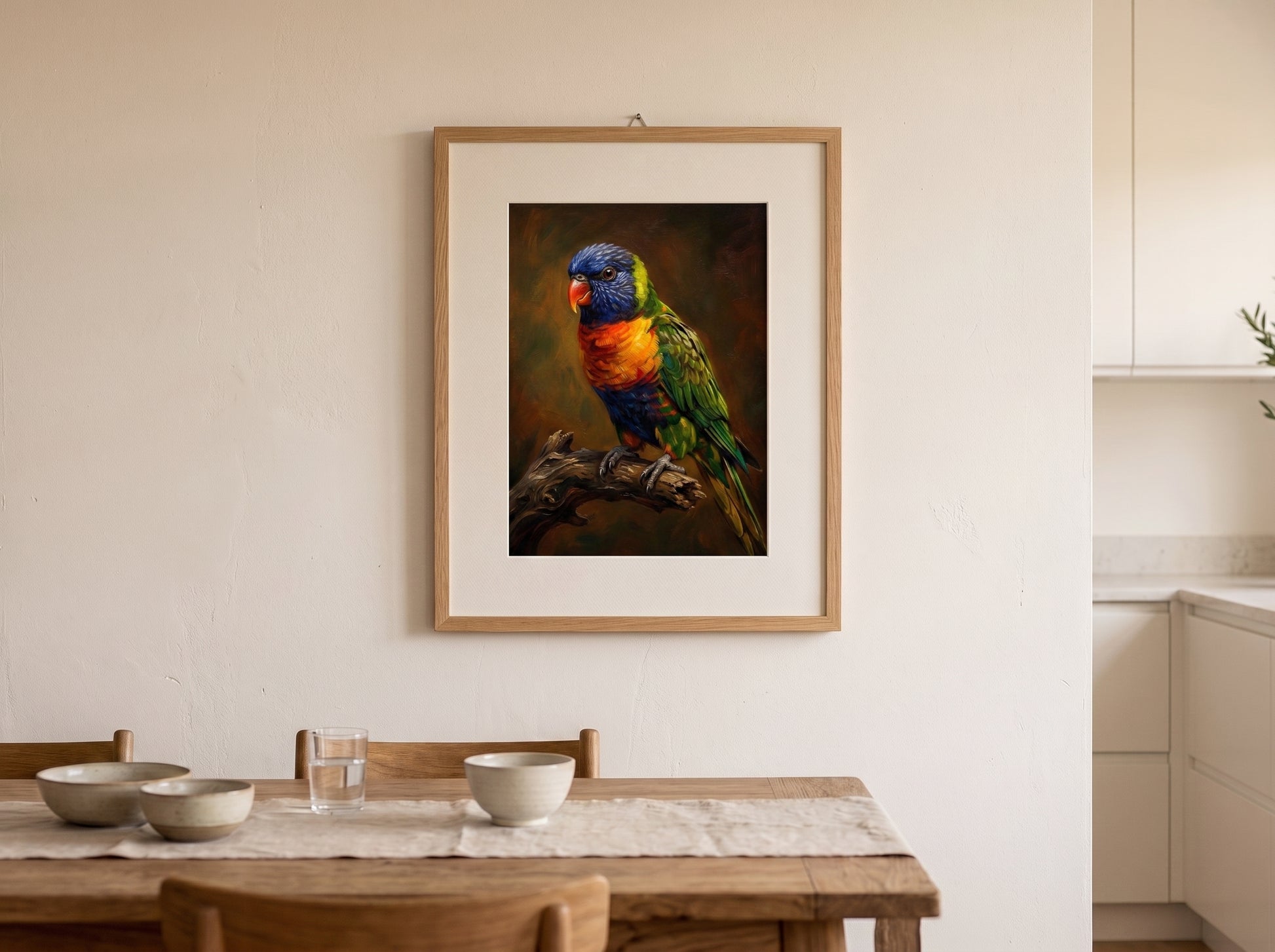 Retrato de pájaro estilo óleo clásico en una habitación