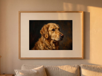 Retrato de perro estilo óleo clásico en una habitación