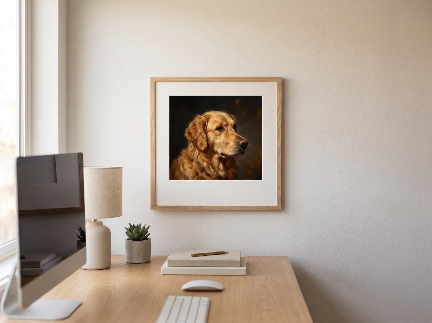Retrato de perro estilo óleo clásico en una habitación