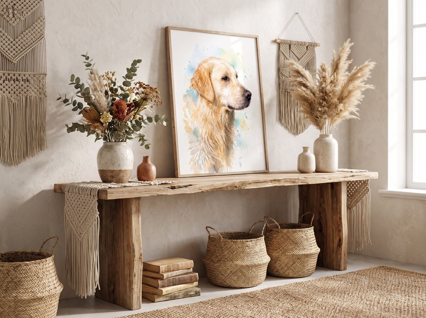 Retrato en recibidor - estilo boho