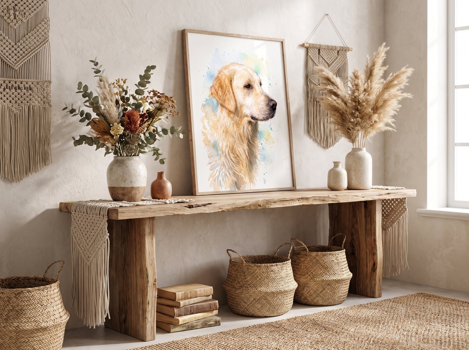 Retrato en recibidor - estilo boho